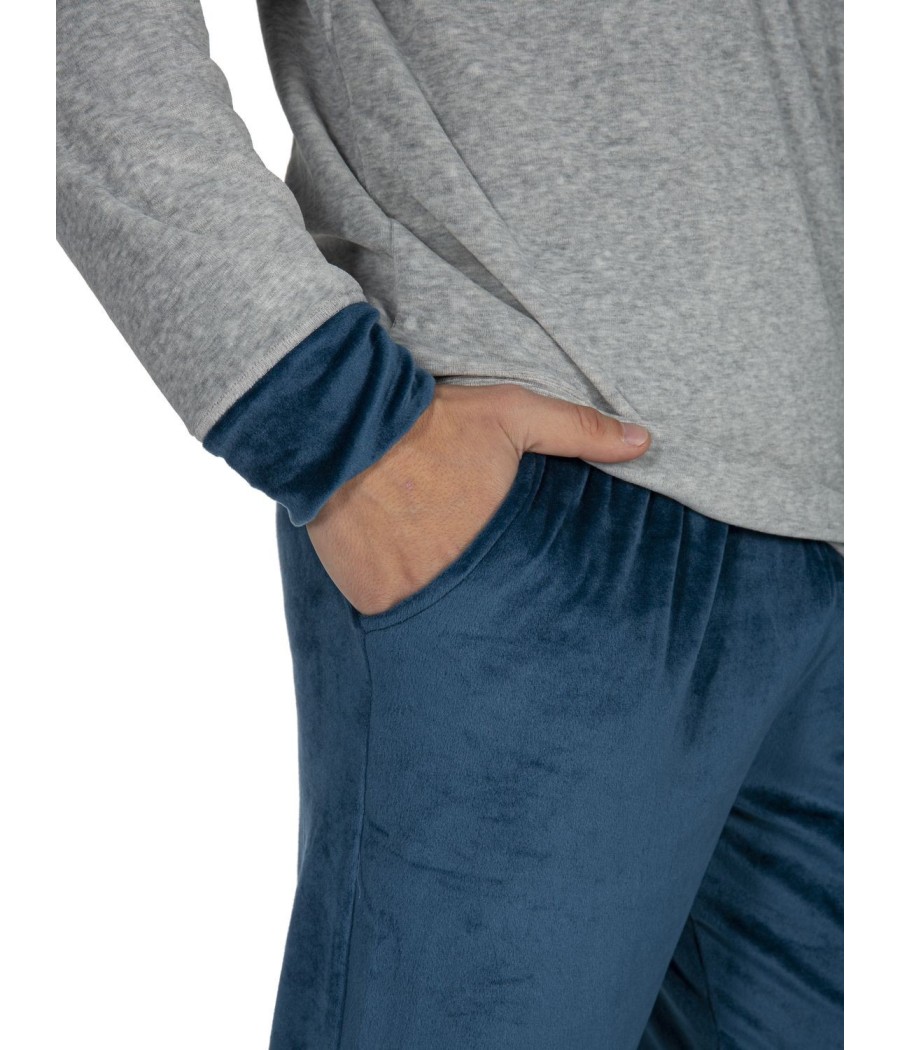 Pijama puños térmico hombre Javier Golmar Road gris bolsillos terciopelo