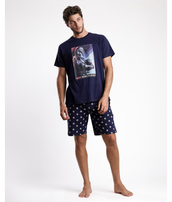 Pijama verano hombre Star Wars Mandalorian bolsillos