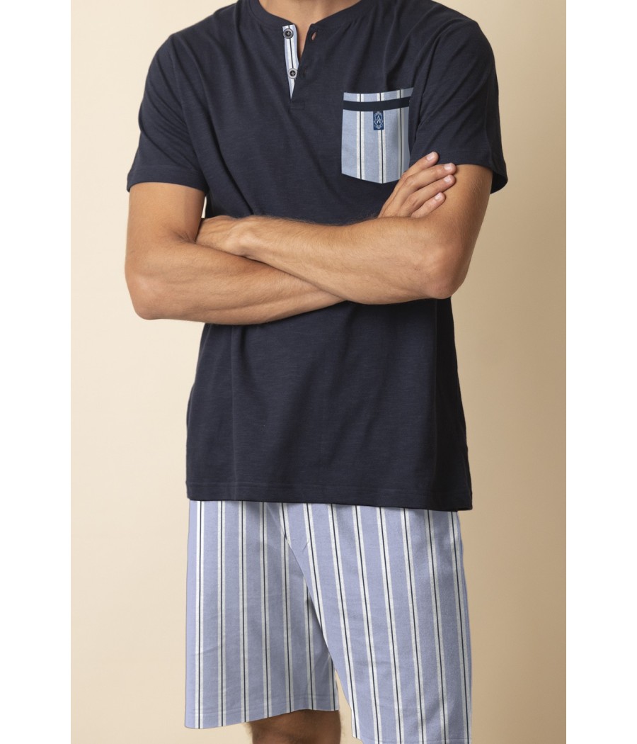 Pijama verano hombre Admas Classic rayas bolsillos