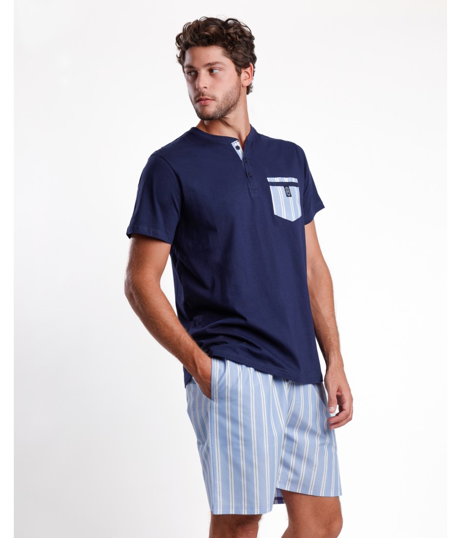 Pijama verano hombre Admas Classic rayas bolsillos