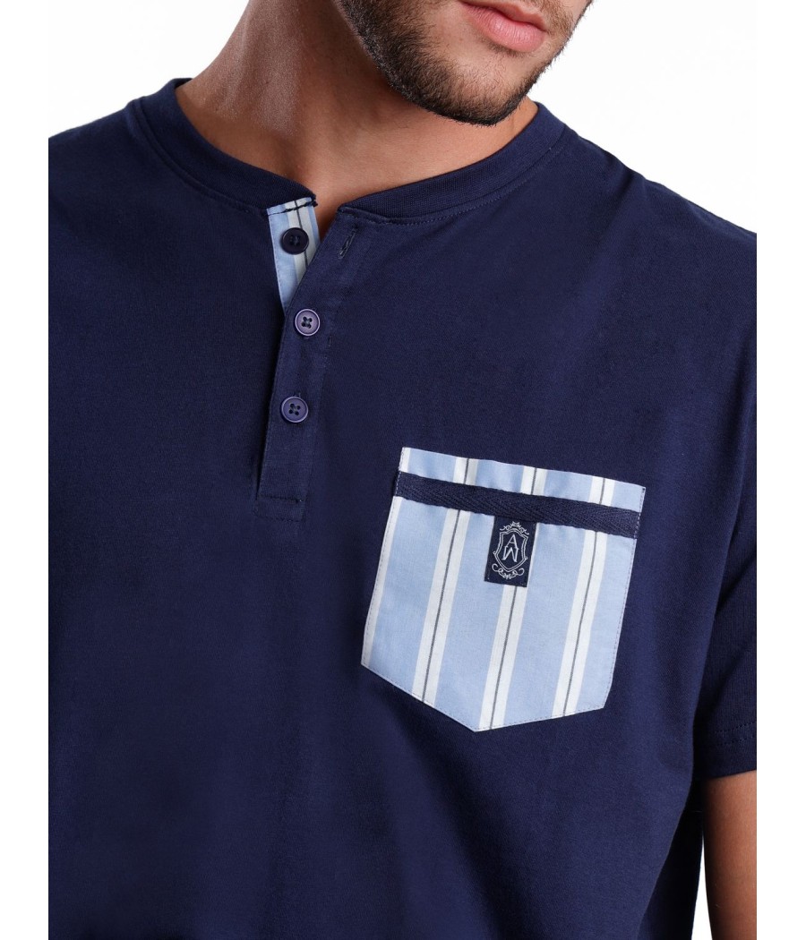 Pijama verano hombre Admas Classic rayas bolsillos