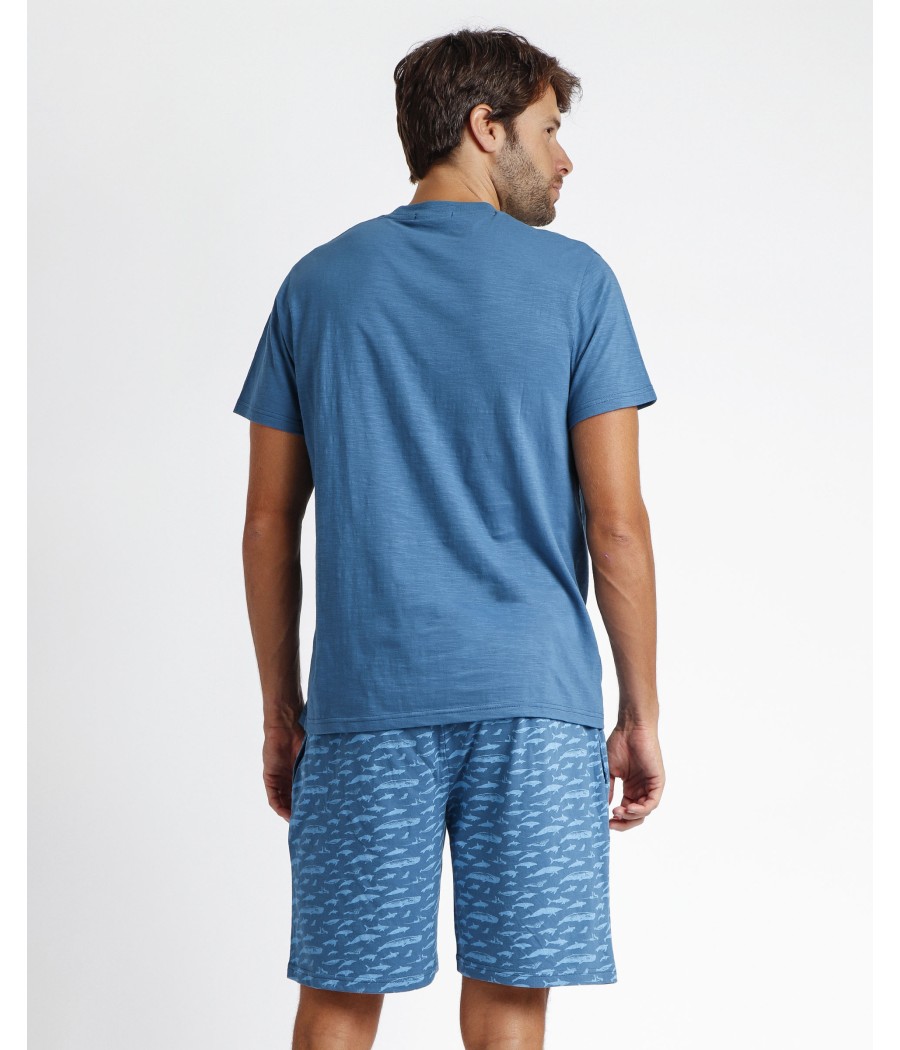 Pijama hombre verano Admas Ocean azul algodón