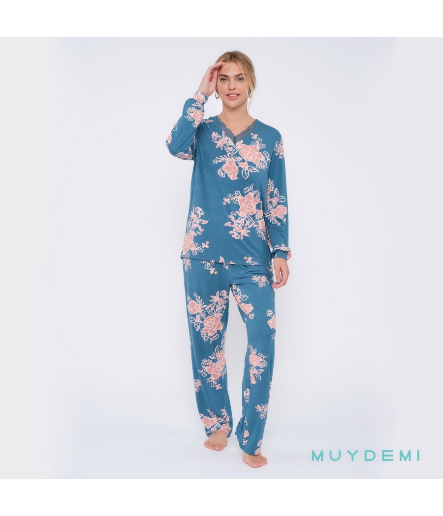 Pijama invierno mujer Muydemi viscosa bolsillos