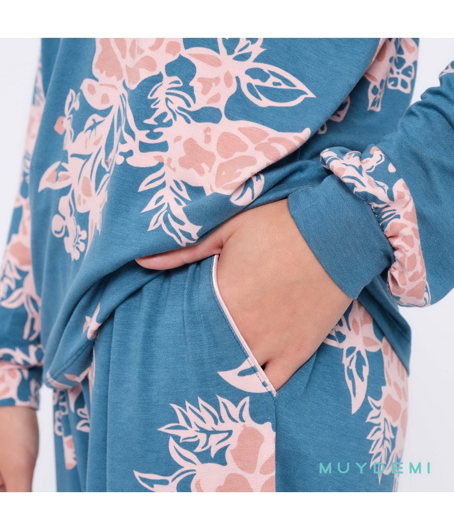 Pijama invierno mujer Muydemi viscosa bolsillos