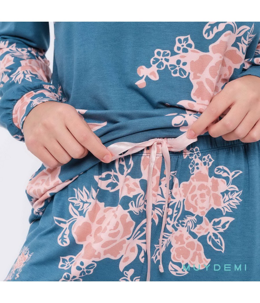 Pijama invierno mujer Muydemi viscosa bolsillos