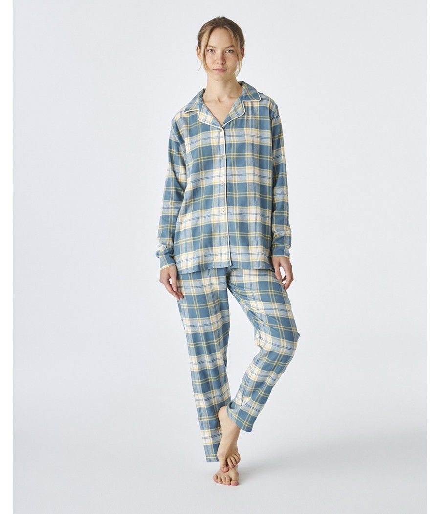 Pijama abierto invierno mujer J&J Brothers cuadros franela