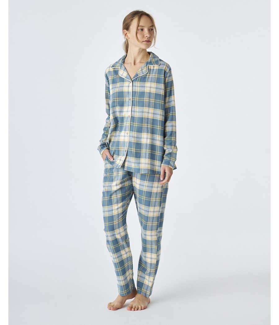 Pijama abierto invierno mujer J&J Brothers cuadros franela