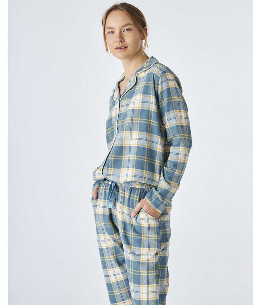 Pijama abierto invierno mujer J&J Brothers cuadros franela