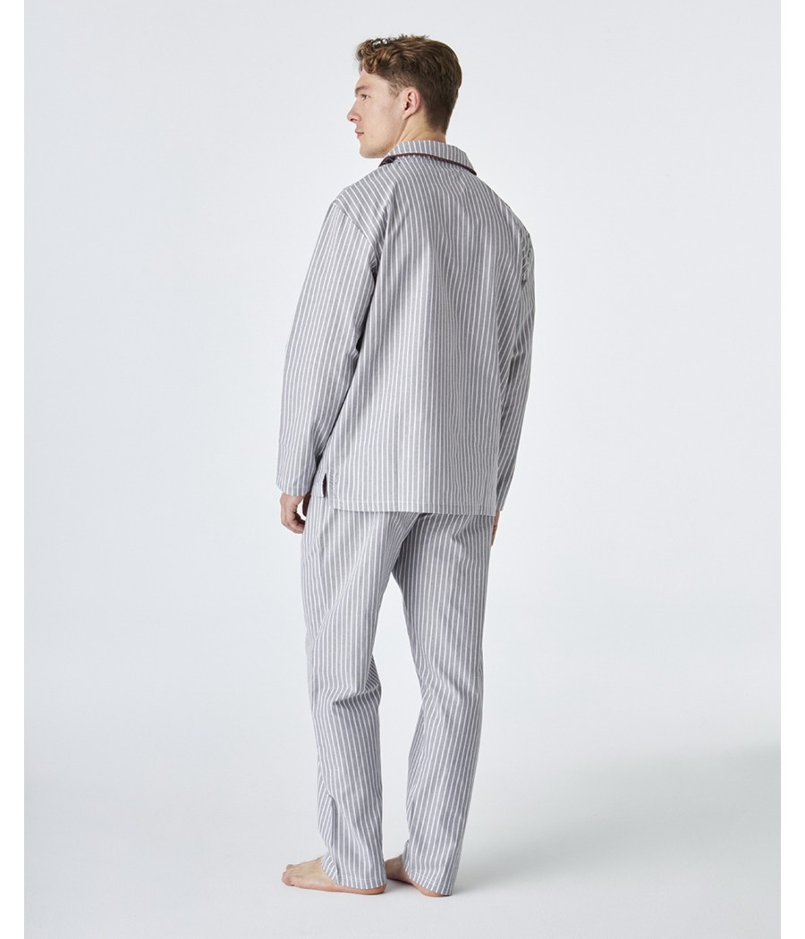 Pijama invierno abierto hombre J&J Brothers rayas popelín