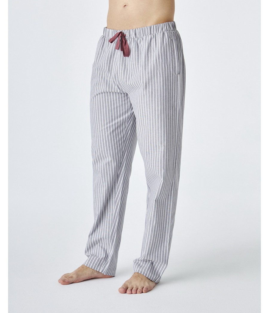 Pijama invierno abierto hombre J&J Brothers rayas popelín