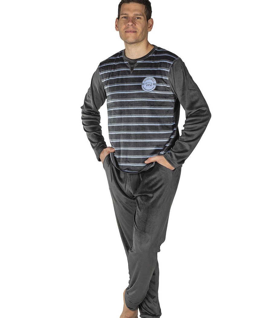 Pijama invierno hombre Javier Golmar rayas microvelour
