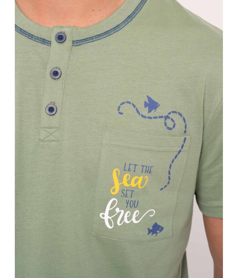 Pijama verano hombre Muydemi Ocean algodón