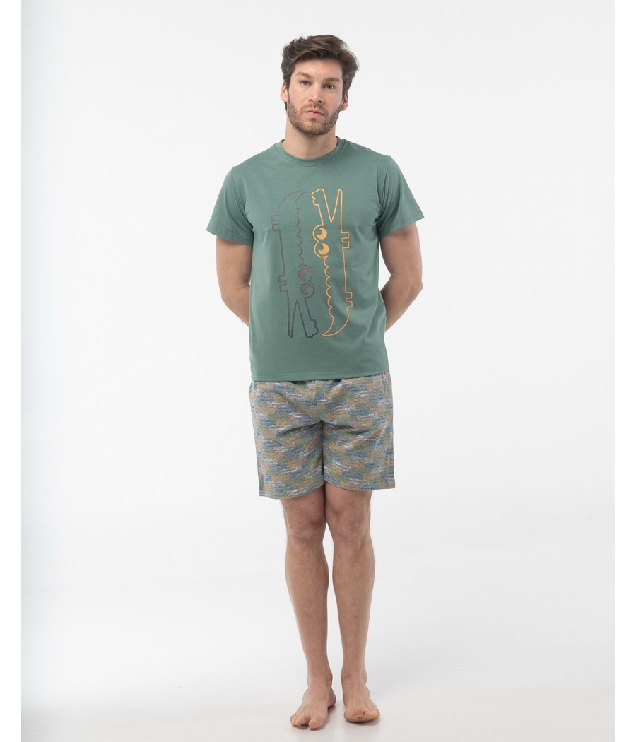 Pijama verano hombre Little Unicorn 3 piezas verde