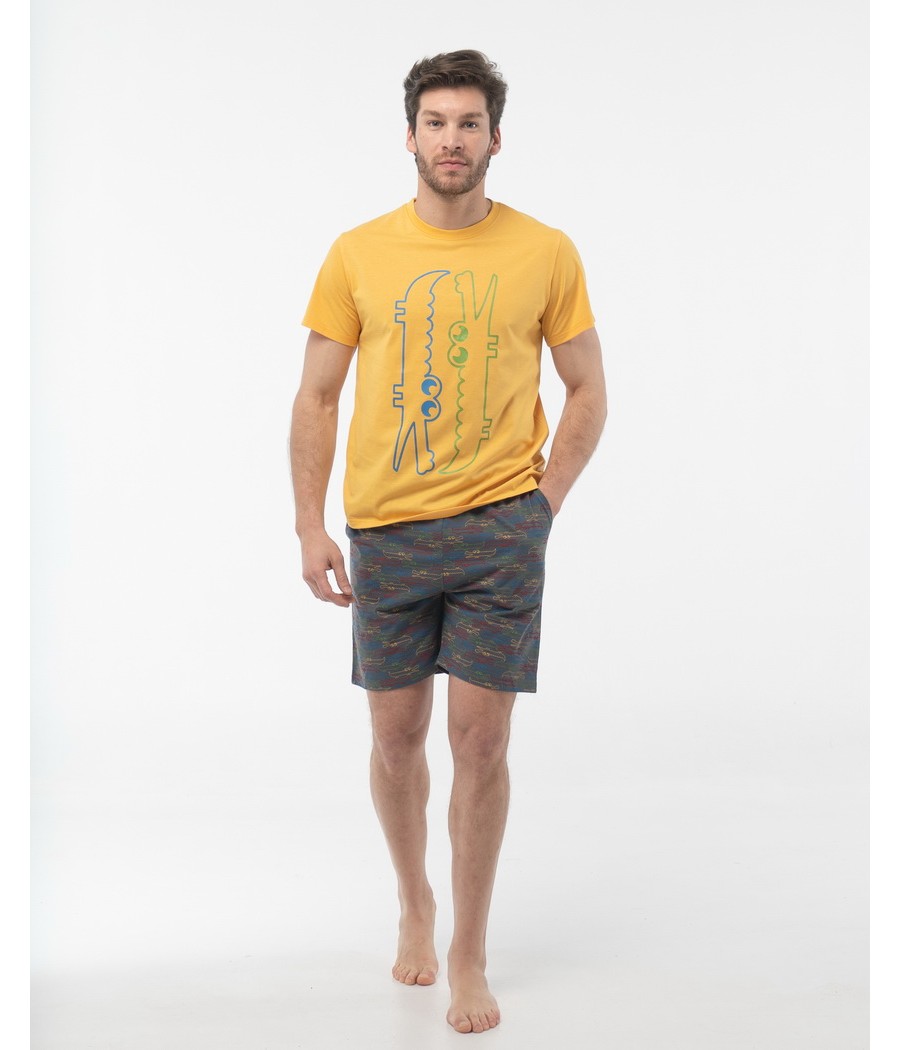 Pijama verano hombre Little Unicorn 3 piezas amarillo