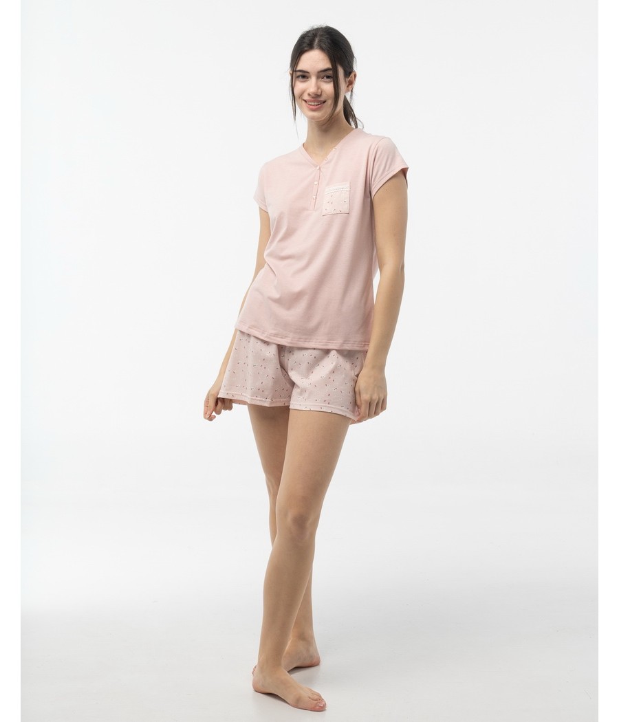 Pijama verano mujer Little Unicorn rosa manga corta