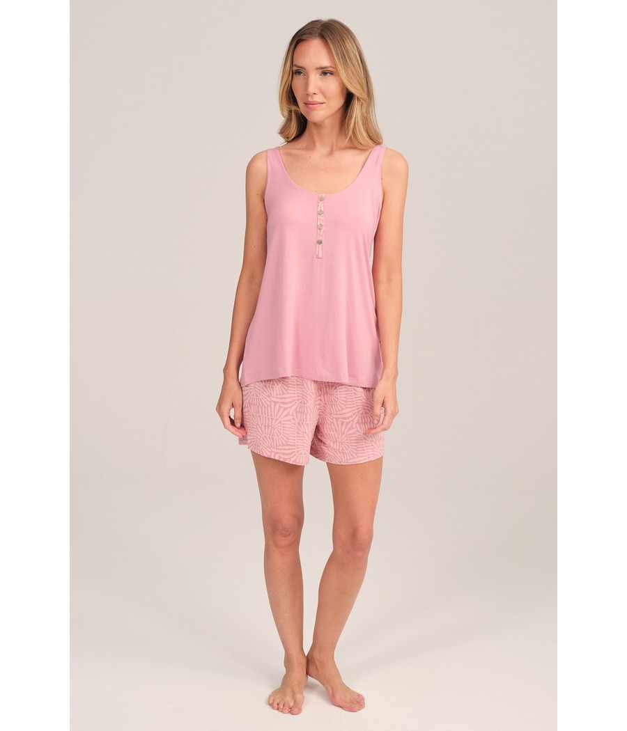 Pijama verano mujer J&J Brothers punto modal rosa