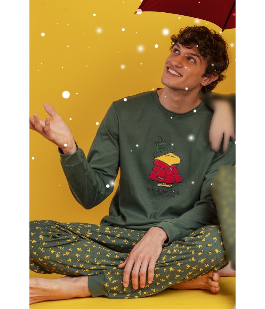 Pijama invierno hombre Peanuts familiar algodón