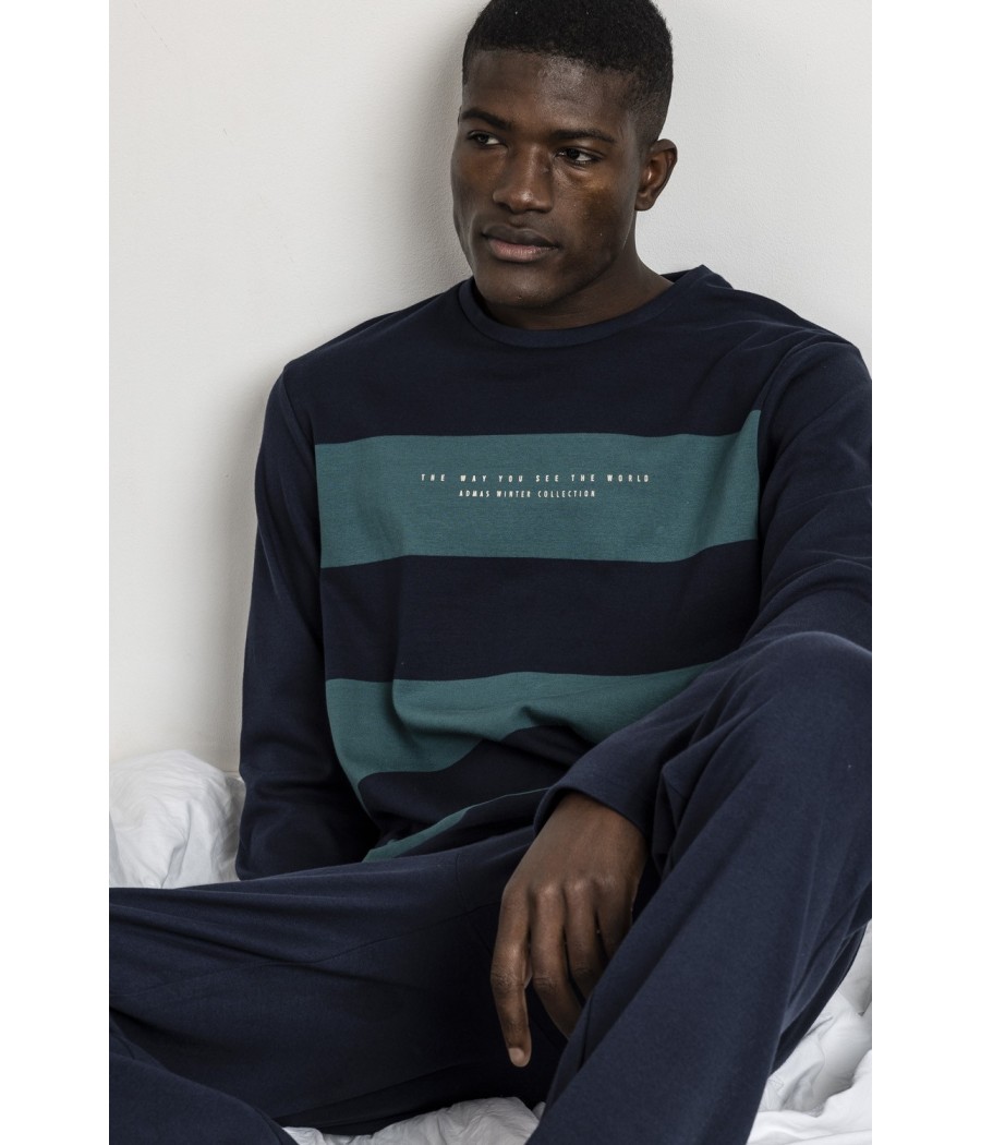 Pijama invierno hombre Admas rayas algodón