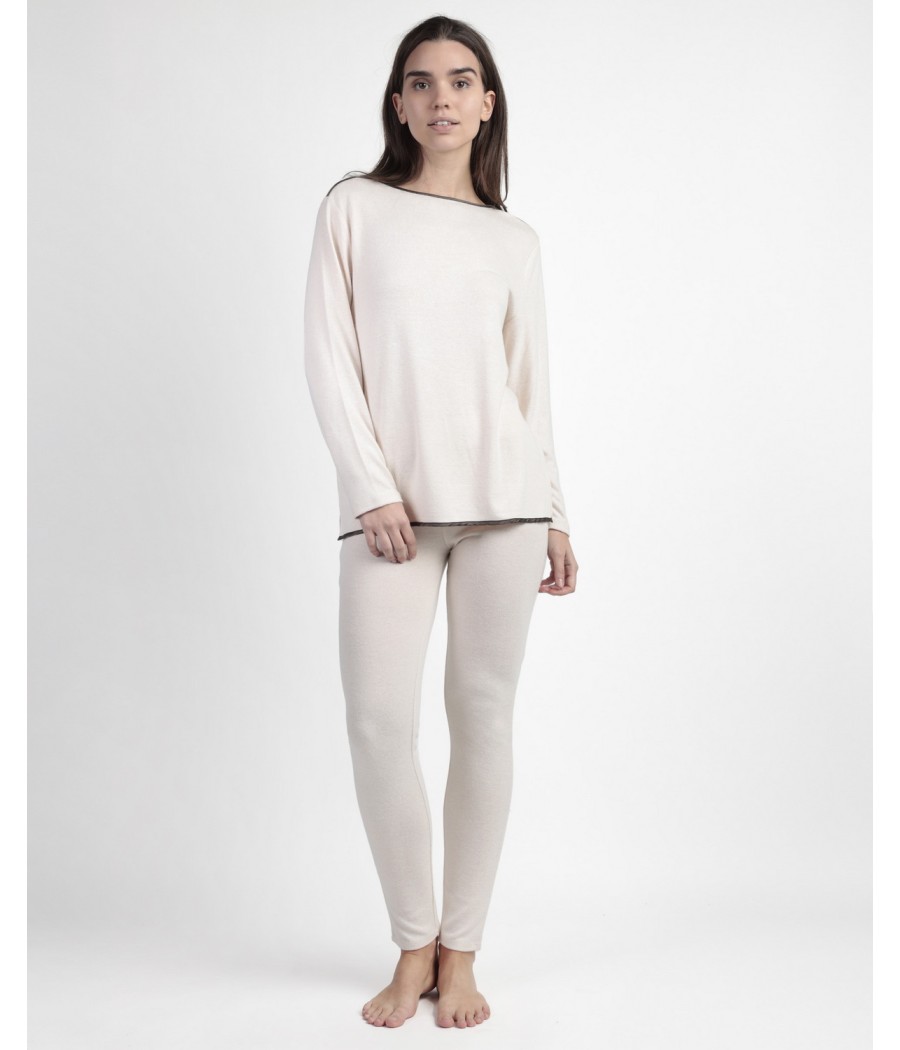 Pijama invierno mujer Admas classic beige