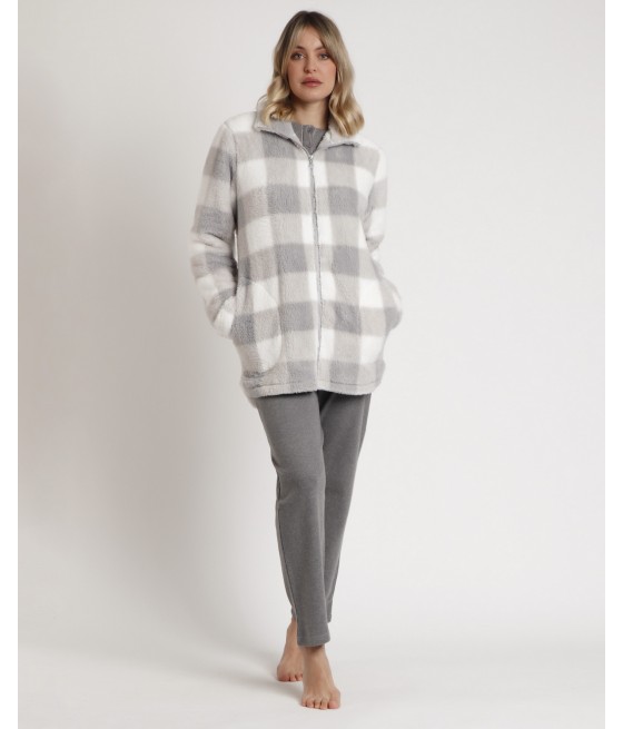 Bata invierno mujer ADMAS cuadros cremallera