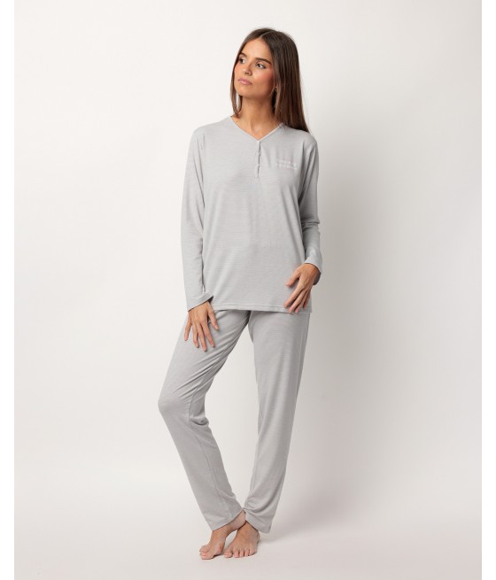 Pijama invierno mujer Admas rayas gris viscosa
