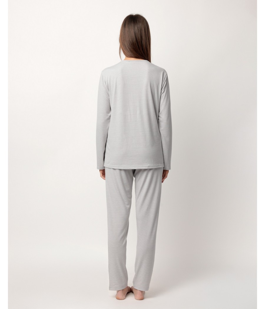 Pijama invierno mujer Admas rayas gris viscosa