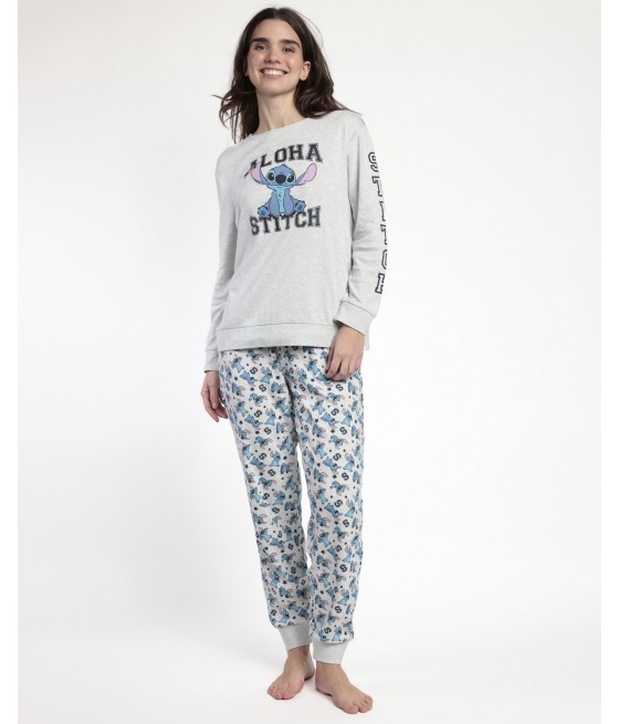 Pijama invierno mujer Disney Stitch Aloha algodón