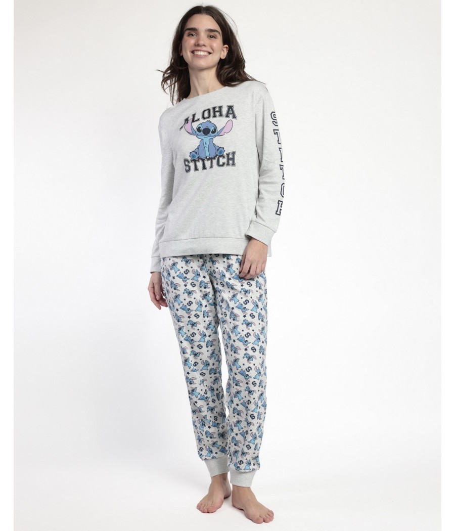 Pijama invierno mujer Disney Stitch Aloha algodón