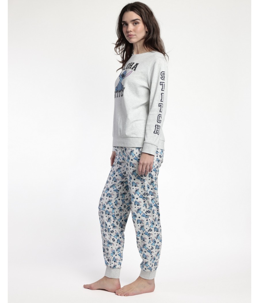 Pijama invierno mujer Disney Stitch Aloha algodón