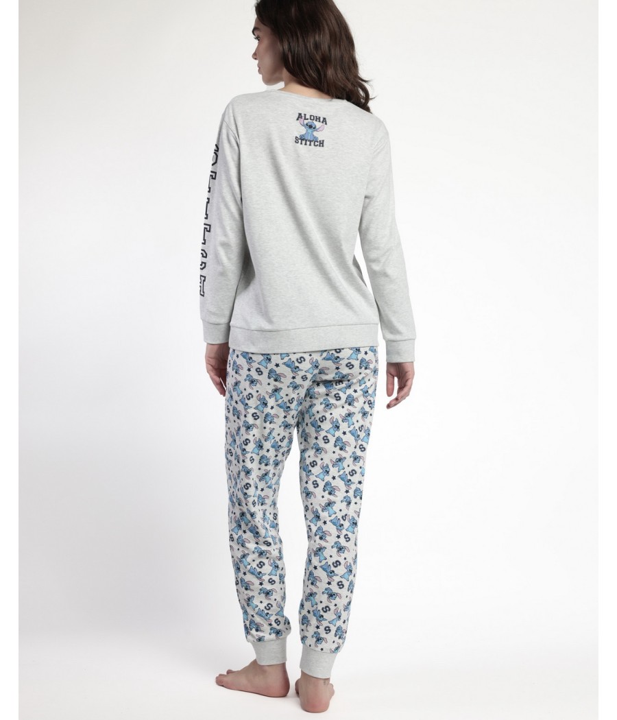 Pijama invierno mujer Disney Stitch Aloha algodón