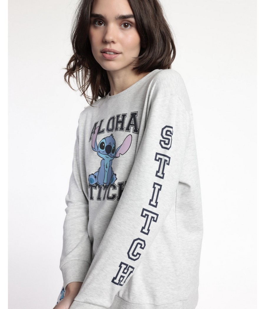 Pijama invierno mujer Disney Stitch Aloha algodón