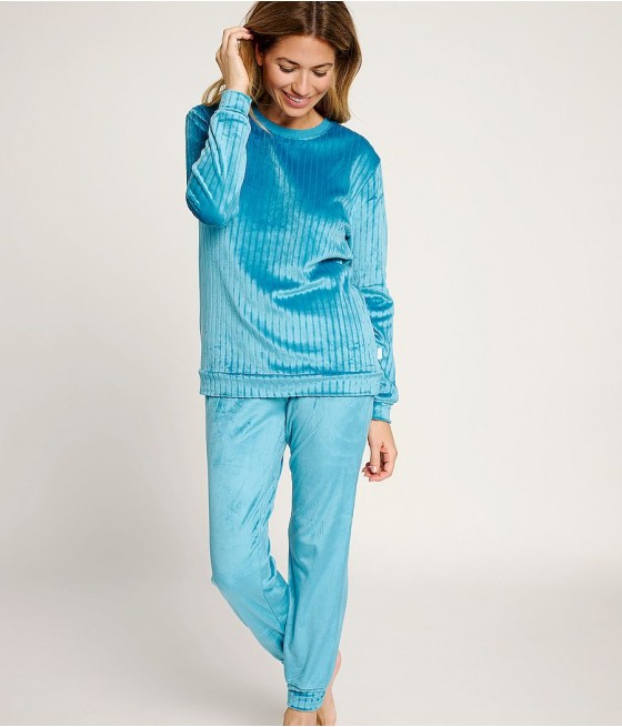 Pijama invierno mujer Muydemi Soft turquesa terciopelo