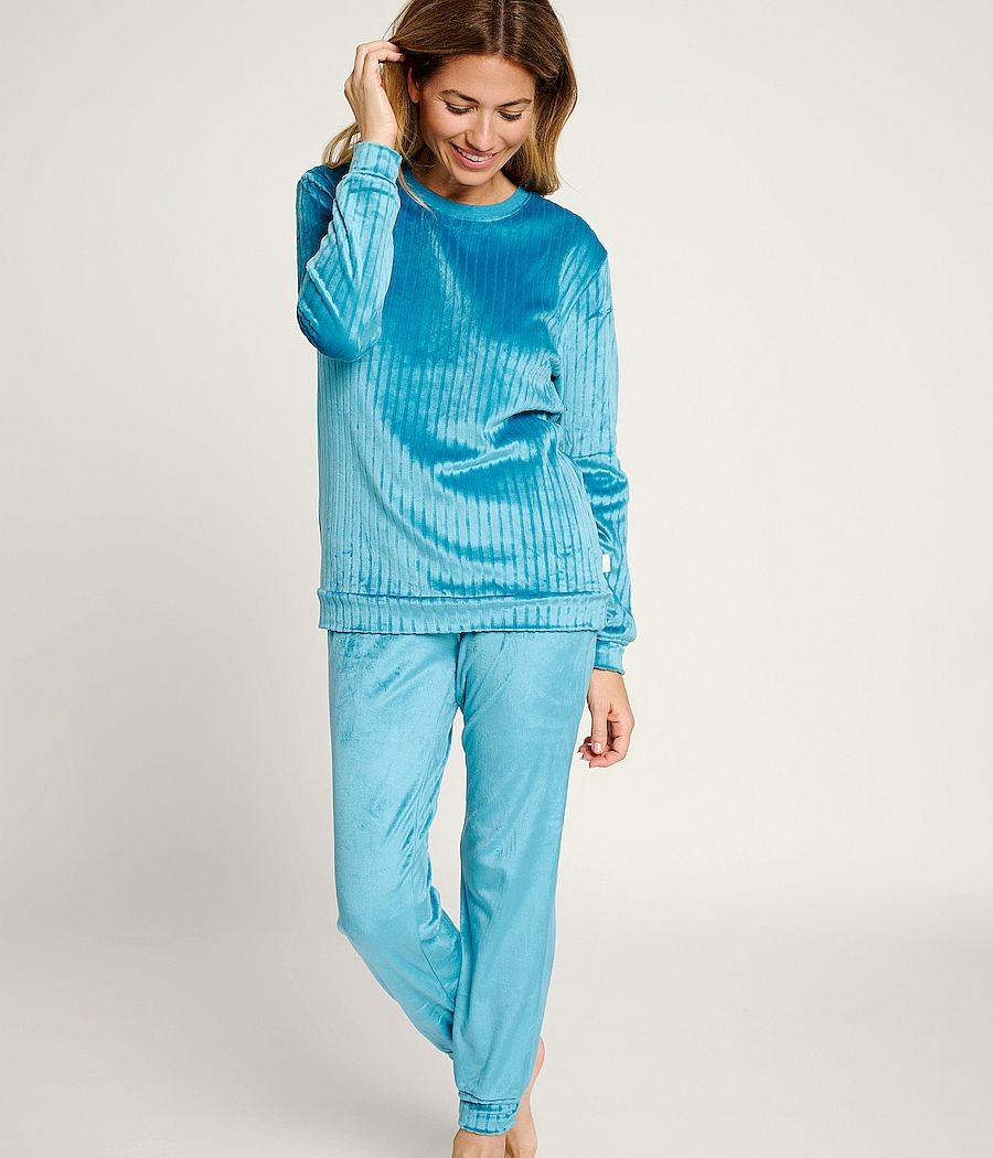 Pijama invierno mujer Muydemi Soft turquesa terciopelo