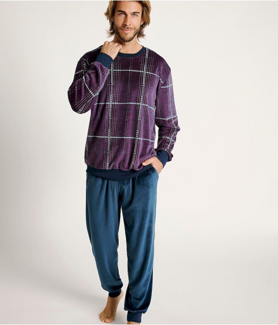 Pijama invierno hombre Muydemi burdeos microvelour