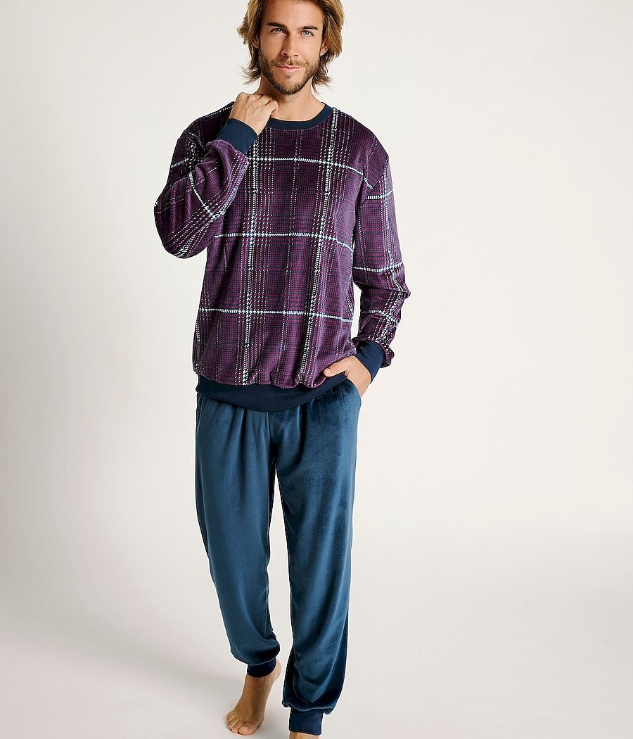 Pijama invierno hombre Muydemi burdeos microvelour