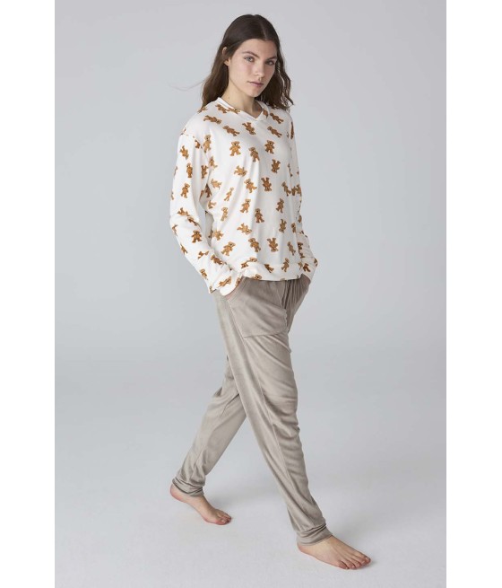 Pijama invierno mujer J&J Brothers osos terciopelo