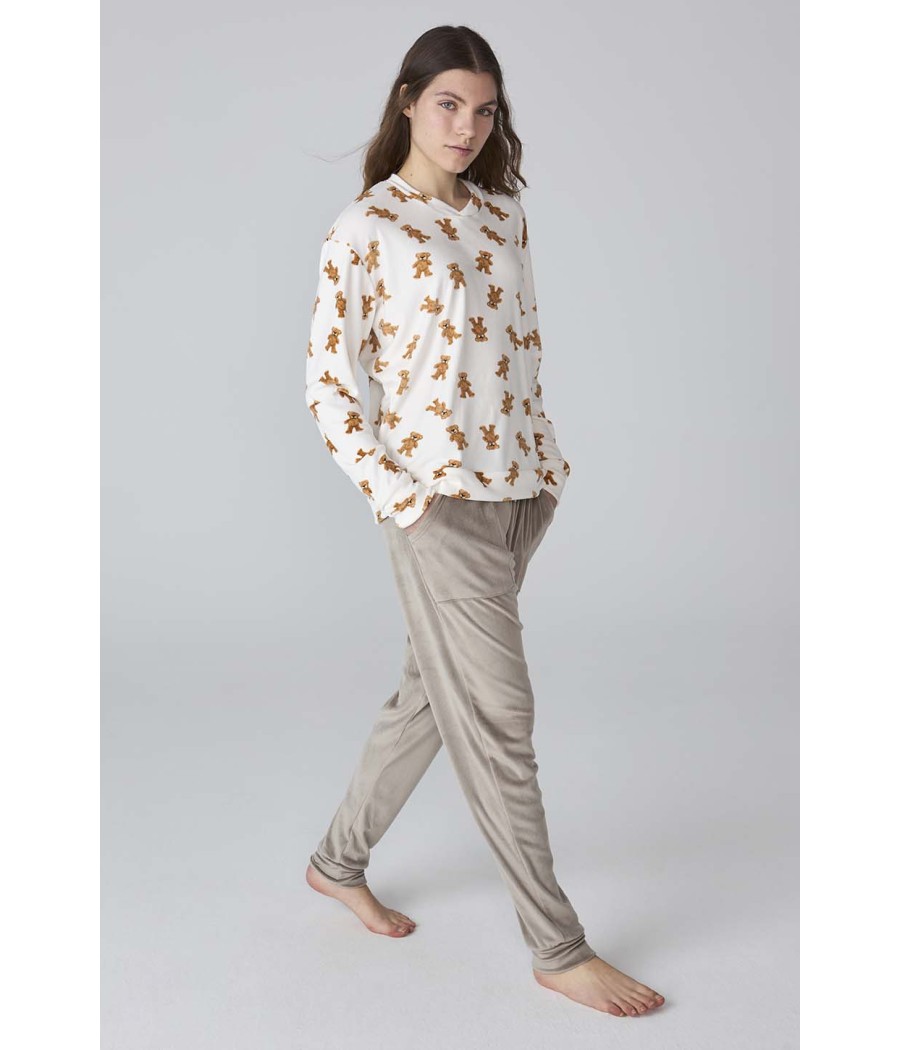 Pijama invierno mujer J&J Brothers osos terciopelo