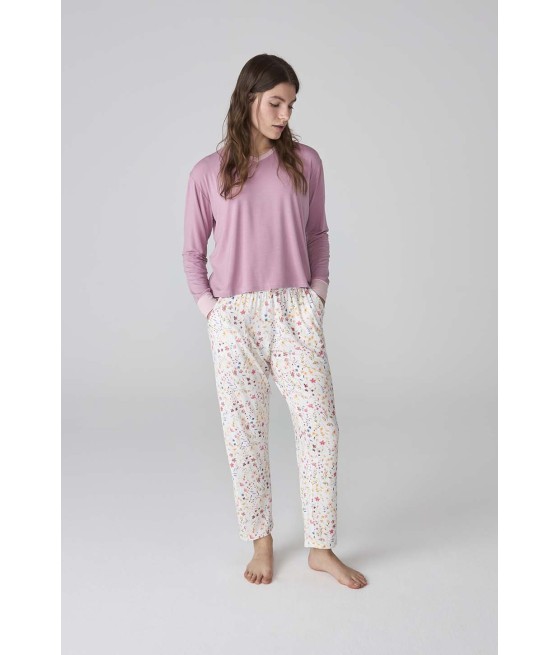 Pijama invierno mujer J&J Brothers flores modal