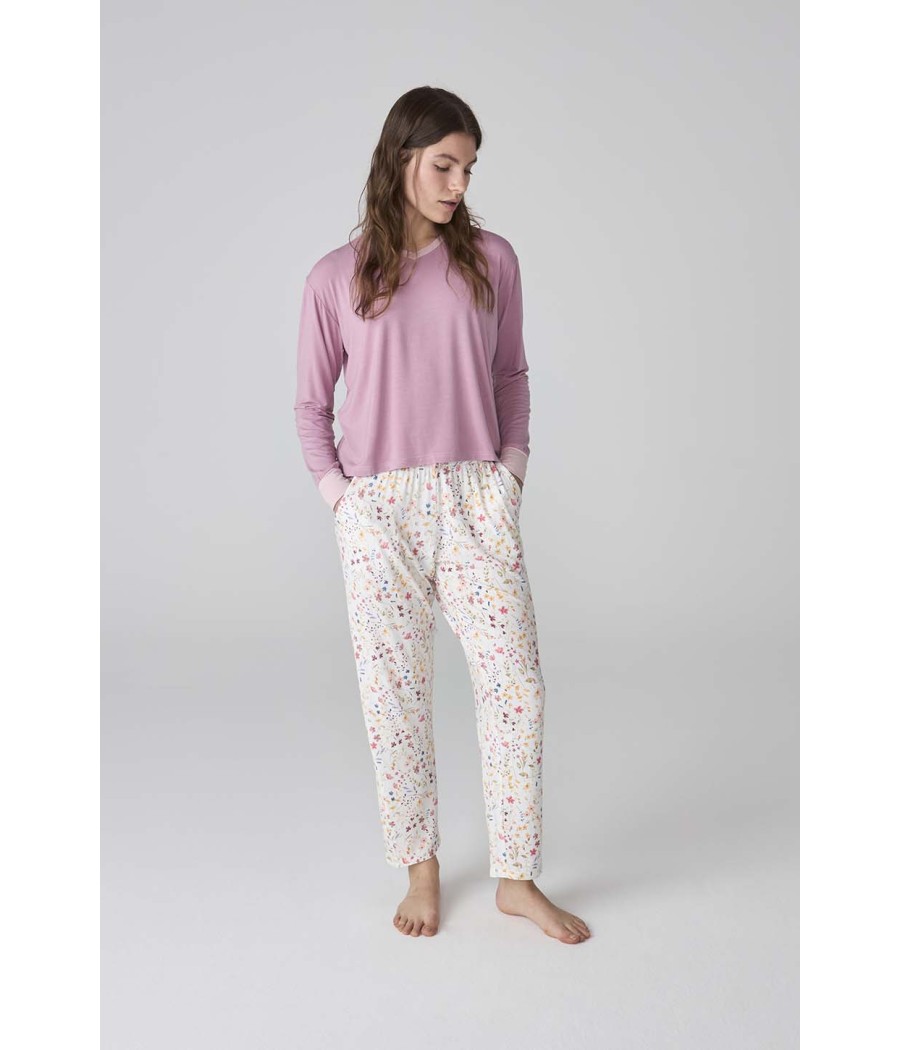 Pijama invierno mujer J&J Brothers flores modal
