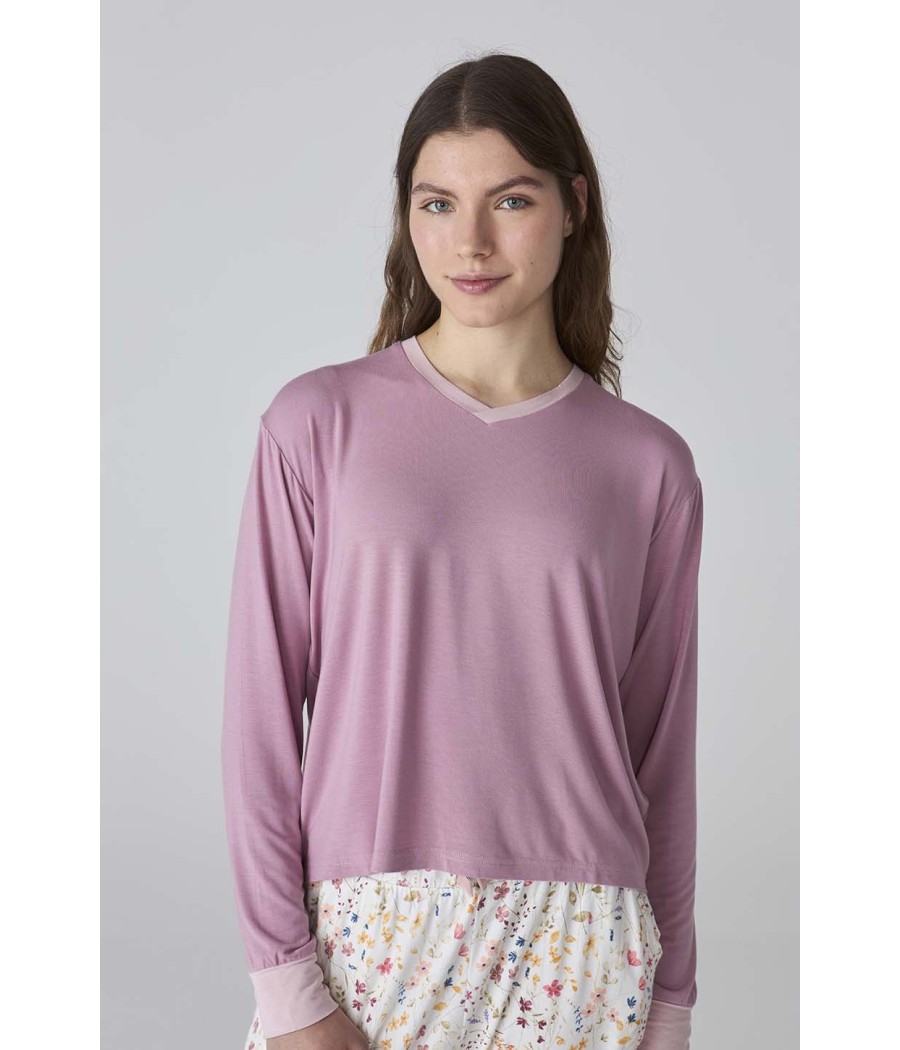 Pijama invierno mujer J&J Brothers flores modal