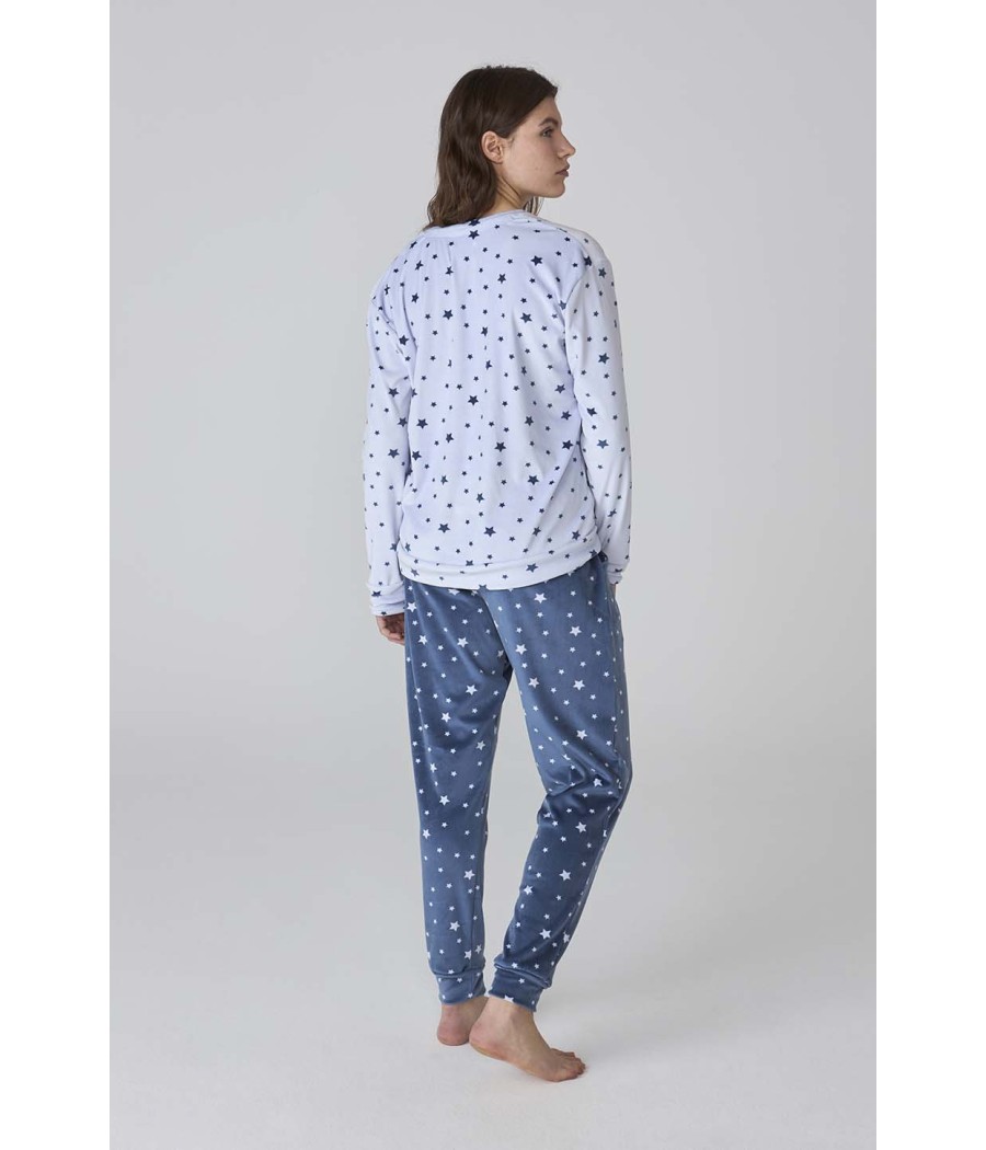 Pijama invierno mujer J&J Brothers estrellas terciopelo