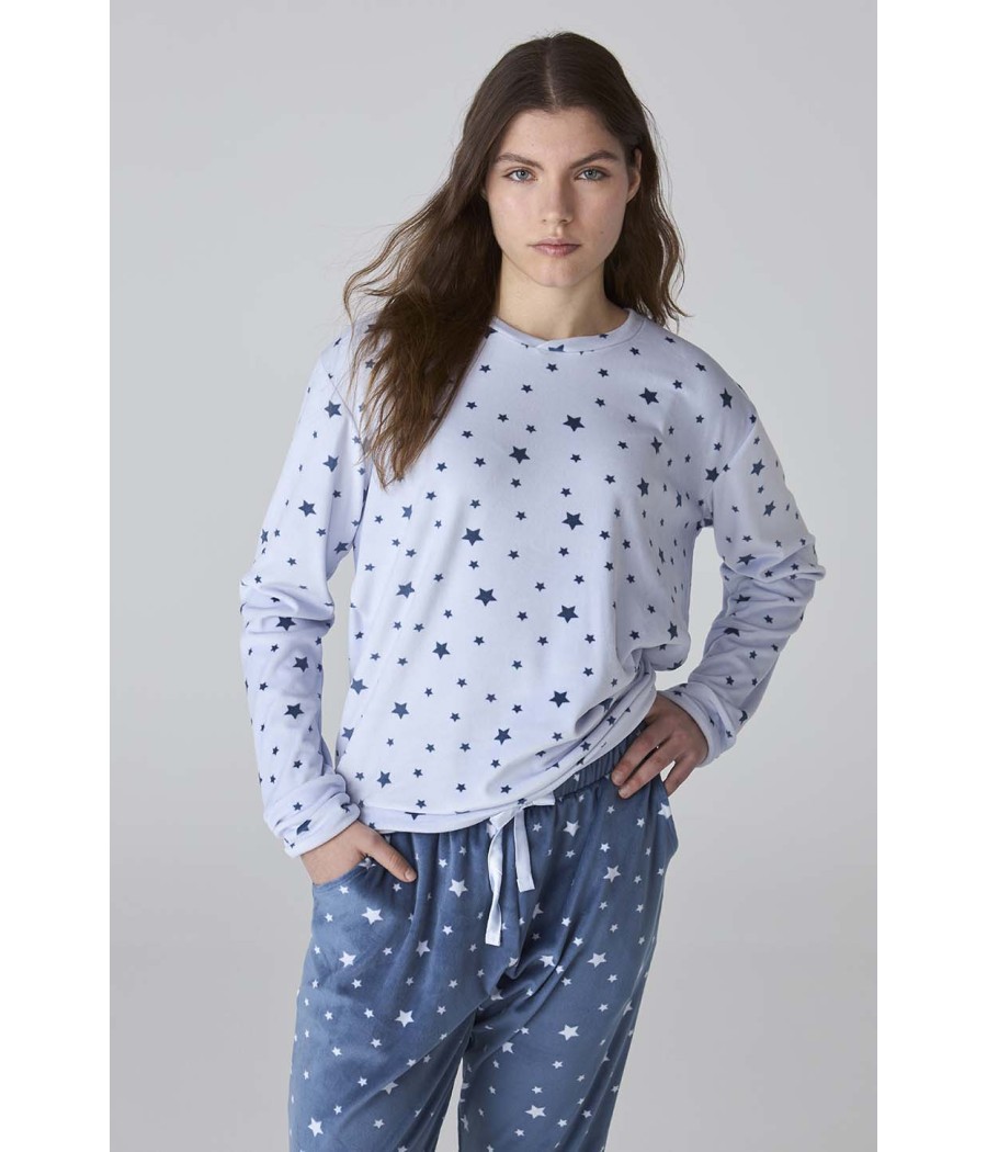 Pijama invierno mujer J&J Brothers estrellas terciopelo