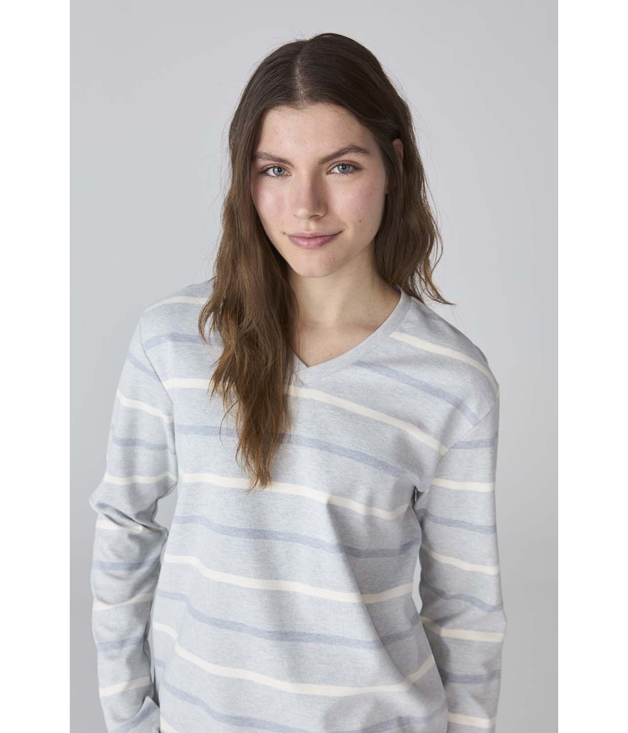 Pijama invierno mujer J&J Brothers rayas algodón