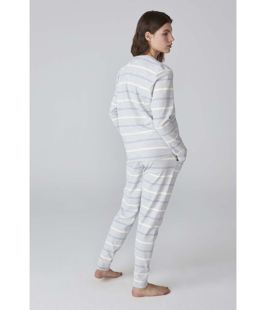 Pijama invierno mujer J&J Brothers rayas algodón