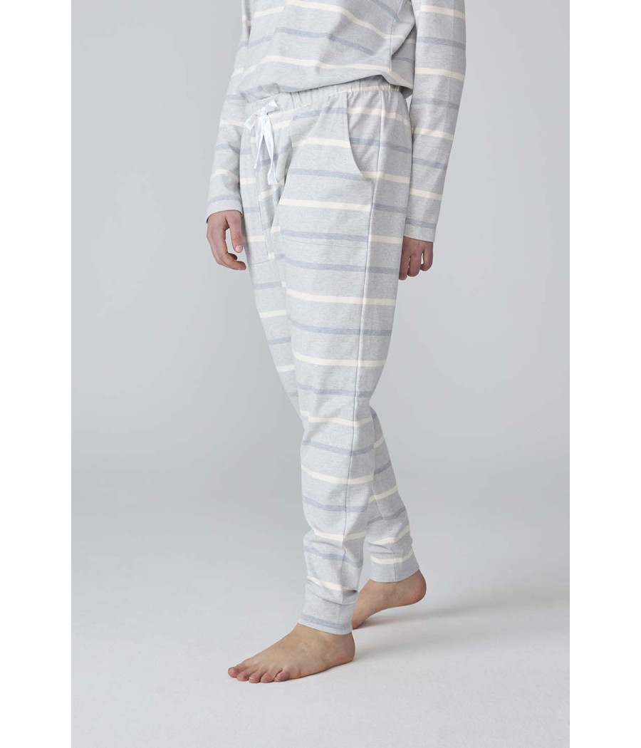 Pijama invierno mujer J&J Brothers rayas algodón