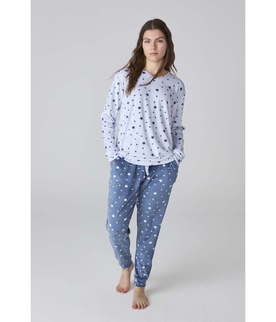 Pijama invierno mujer J&J Brothers estrellas terciopelo
