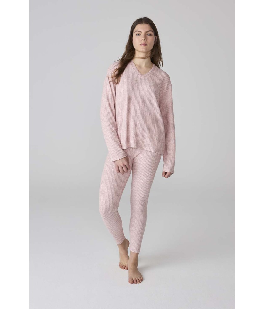 Pijama invierno mujer J&J Brothers canalé leggins