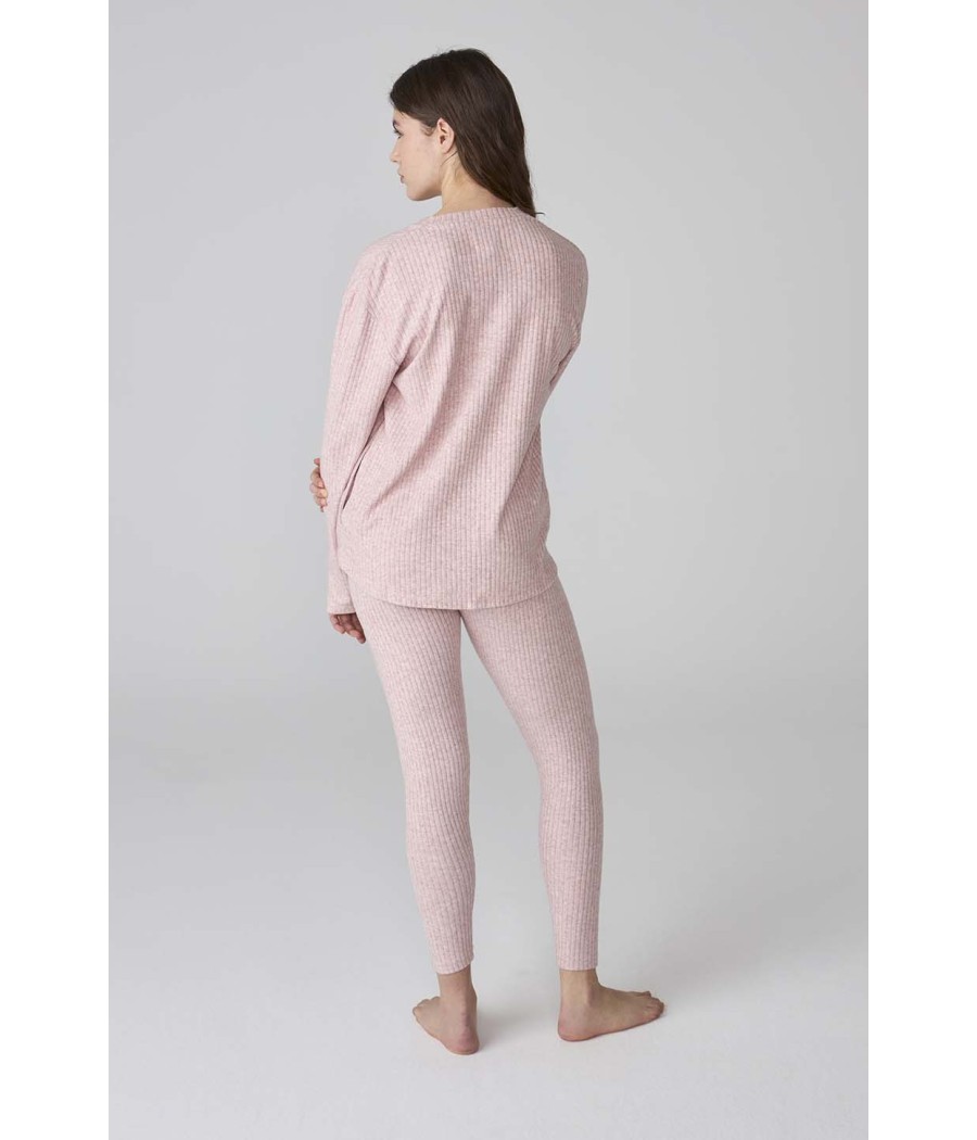 Pijama invierno mujer J&J Brothers canalé leggins