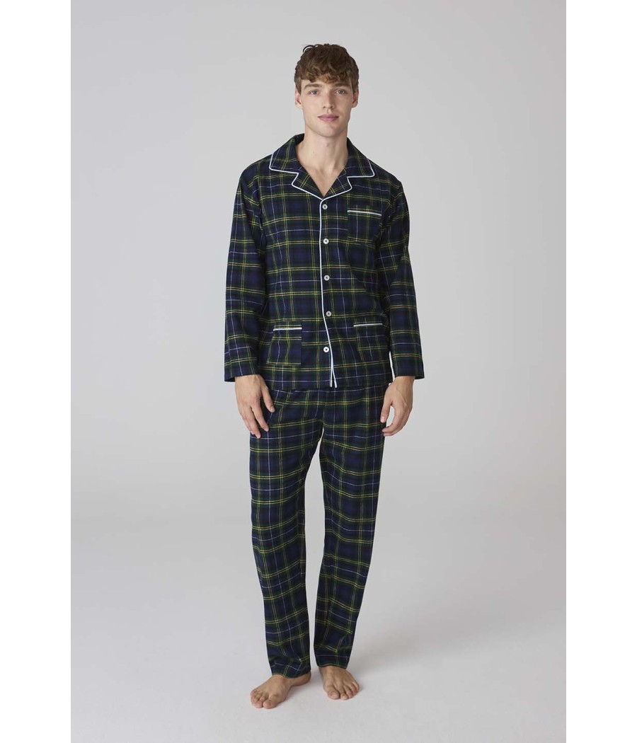 Pijama invierno abierto hombre J&J Brothers cuadros franela