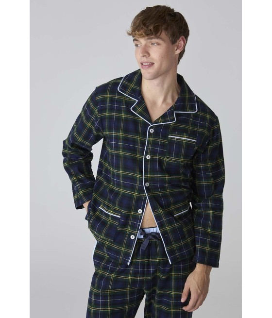 Pijama invierno abierto hombre J&J Brothers cuadros franela